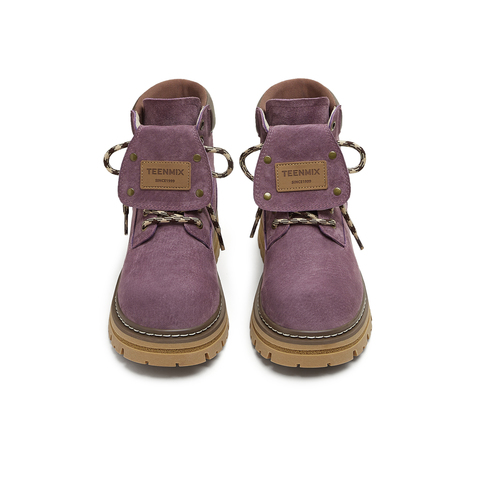 天美意2025冬新款户外工装厚底百搭马丁靴英伦女大黄靴KDX12DD5