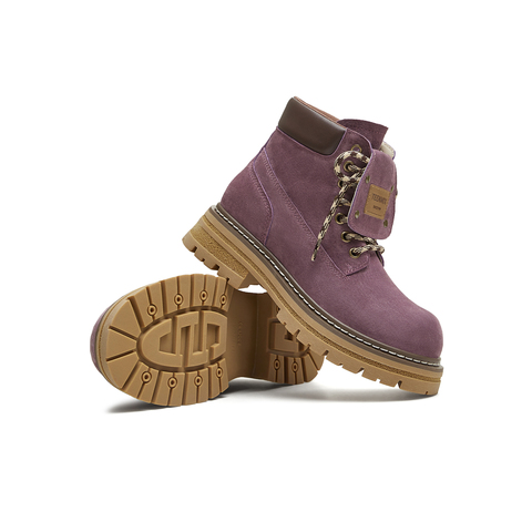 天美意2025冬新款户外工装厚底百搭马丁靴英伦女大黄靴KDX12DD5