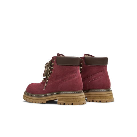 天美意2025冬新款户外工装厚底百搭马丁靴英伦女大黄靴KDX12DD5