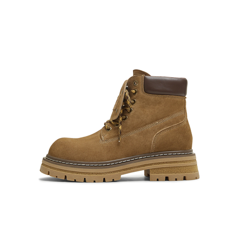 天美意2025冬新款户外工装厚底百搭马丁靴英伦女大黄靴KDX12DD5