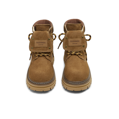 天美意2025冬新款户外工装厚底百搭马丁靴英伦女大黄靴KDX12DD5