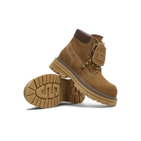 天美意2025冬新款户外工装厚底百搭马丁靴英伦女大黄靴KDX12DD5