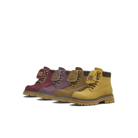 天美意2025冬新款户外工装厚底百搭马丁靴英伦女大黄靴KDX12DD5