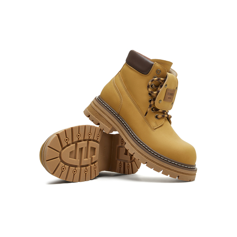 天美意2025冬新款户外工装厚底百搭马丁靴英伦女大黄靴KDX12DD5