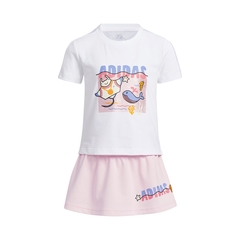 Adidas Kids阿迪达斯小童2022女小童LG CD TEE SET短袖针织套服HT5828